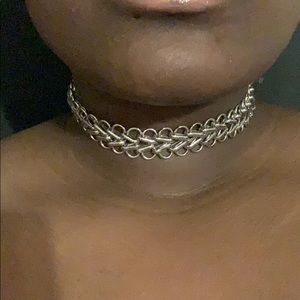 Silver chain choker